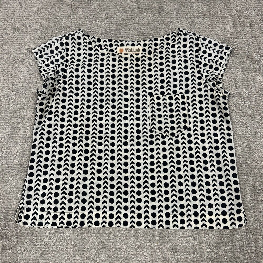 Mollusk Top Womens Medium California USA Black Off White Lightweight Cotton